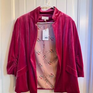 Skies Are Blue Magenta Velvet Blazer